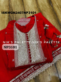 Embroidered Silk Gown With Sequined Dupatta-ISKWGN2407NP3101