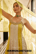 Embroidered Silk Gown With Organza Dupatta-ISKWGN24072450