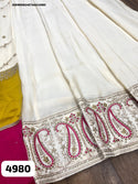 Embroidered Maslin Silk Gown With Organza Dupatta-ISKWGN2407AGC4980