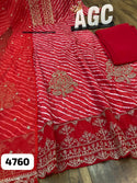 Lehariya Printed Chinon Silk Anarkali Kurti With Chinon Pant And Organza Dupatta-ISKWSU2407AGC4760