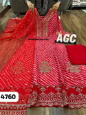 Lehariya Printed Chinon Silk Anarkali Kurti With Chinon Pant And Organza Dupatta-ISKWSU2407AGC4760