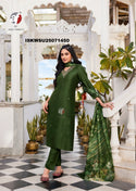 Embroidered Modal Silk Kurti With Pant And Digital Printed Organza Dupatta-ISKWSU25071450