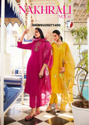 Embroidered Modal Silk Kurti With Pant And Digital Printed Organza Dupatta-ISKWSU25071450