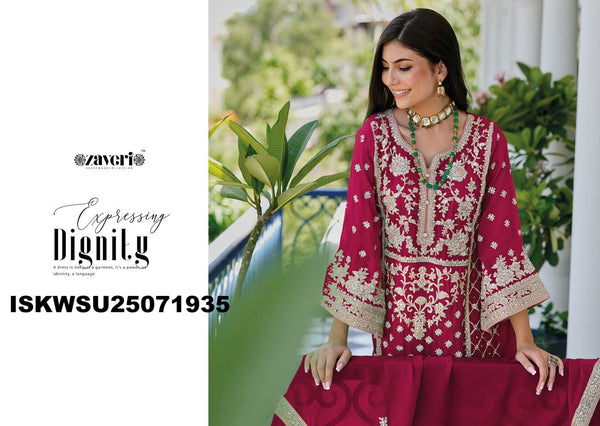 Embroidered Organza Kurti With Silk Pant And Dupatta-ISKWSU25071935