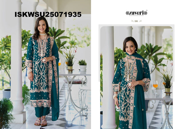 Embroidered Organza Kurti With Silk Pant And Dupatta-ISKWSU25071935