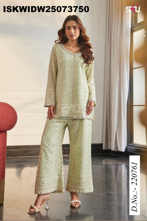Lucknawi Embroidered Georgette Co-Ord Set-ISKWIDW25073750