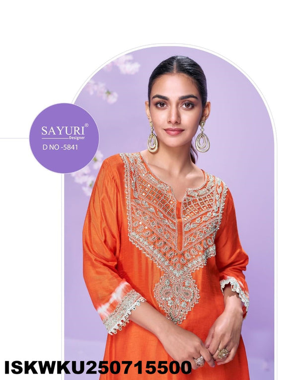 Embroidered Silk Kurti-ISKWKU250715500