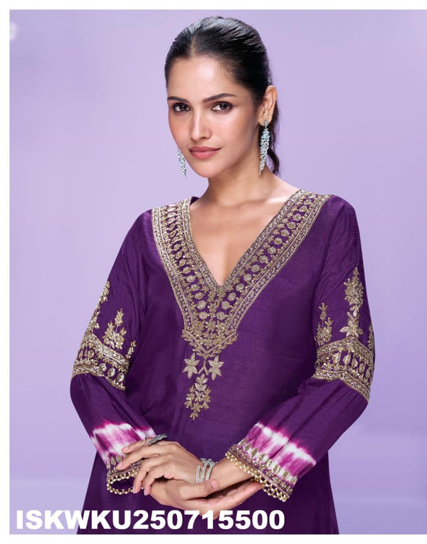 Embroidered Silk Kurti-ISKWKU250715500