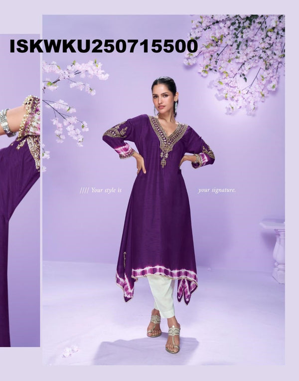 Embroidered Silk Kurti-ISKWKU250715500