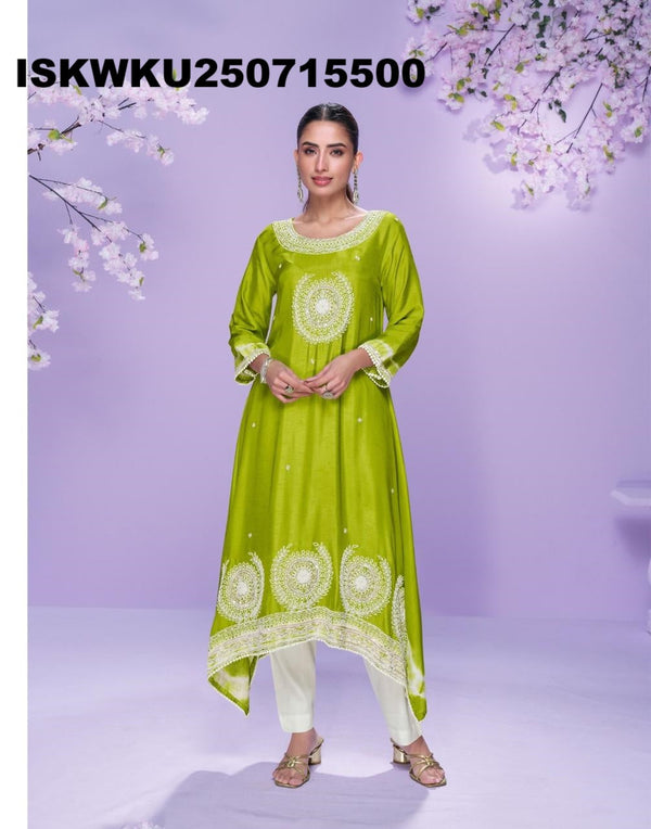 Embroidered Silk Kurti-ISKWKU250715500