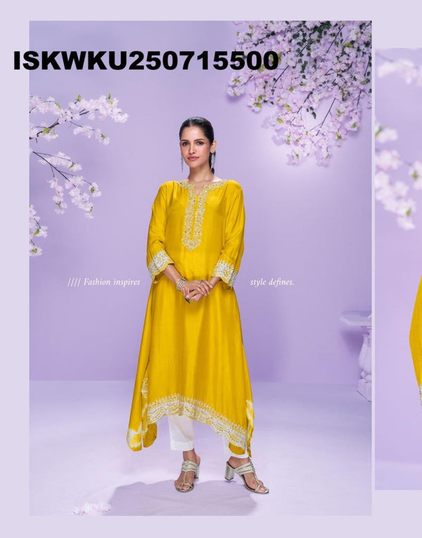 Embroidered Silk Kurti-ISKWKU250715500