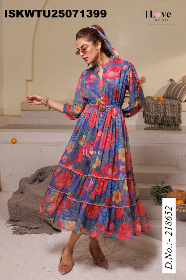 Printed Chiffon Tunic-ISKWTU25071399