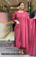 Embroidered Linen Cotton Kurti With Cotton Pant And Dupatta-ISKWSUDB250725R