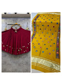 Embroidered Rayon Lehenga With Blouse And Dupatta-ISKWNAV28071249