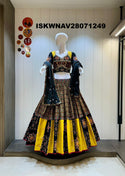 Ikkat Printed Khadi Cotton Lehenga With Blouse And Kora Silk Dupatta-ISKWNAV28071249