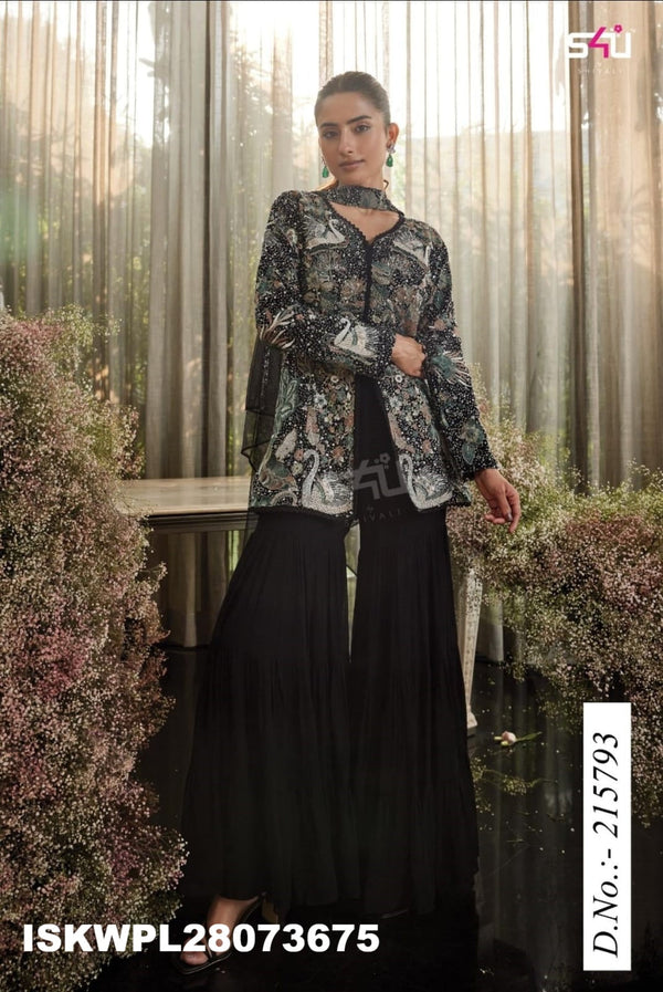 Georgette Palazzo With Top And Embroidered Necklace Dupatta-ISKWPL28073675