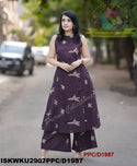 Bird Printed Cotton A-Line Kurti With Palazzo-ISKWKU2907PPC/D1987
