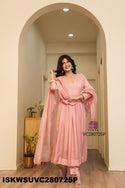 Embroidered Malmal Chanderi Kurti With Silk Pant And Tissue Silk Dupatta-ISKWSUVC280725P