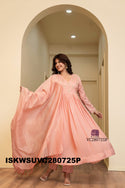 Embroidered Malmal Chanderi Kurti With Silk Pant And Tissue Silk Dupatta-ISKWSUVC280725P