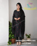 Embroidered Cotton Kurti With Pant And Dupatta-ISKWSU3007PPC/D1955