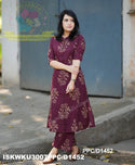 Mughal Printed Cotton A-Line Kurti With Pant-ISKWKU3007PPC/D1452