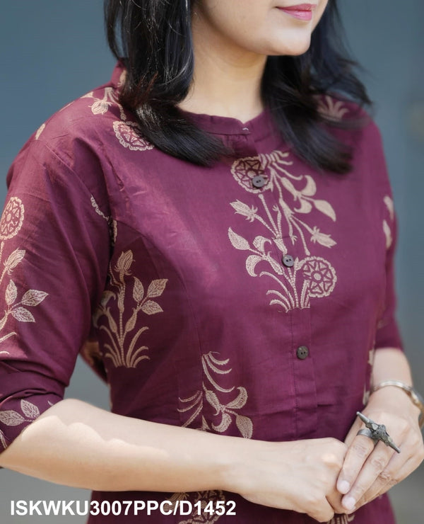 Mughal Printed Cotton A-Line Kurti With Pant-ISKWKU3007PPC/D1452