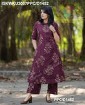 Mughal Printed Cotton A-Line Kurti With Pant-ISKWKU3007PPC/D1452