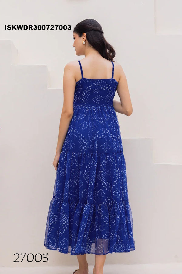 Digital Printed Georgette Dress-ISKWDR300727003