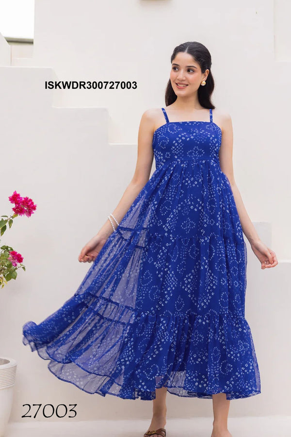 Digital Printed Georgette Dress-ISKWDR300727003