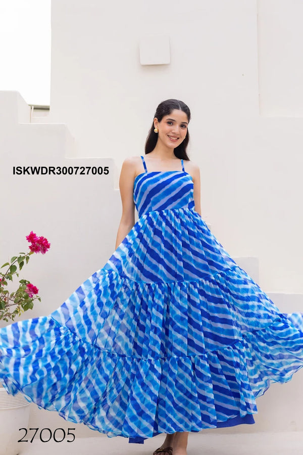Digital Printed Georgette Dress-ISKWDR300727005