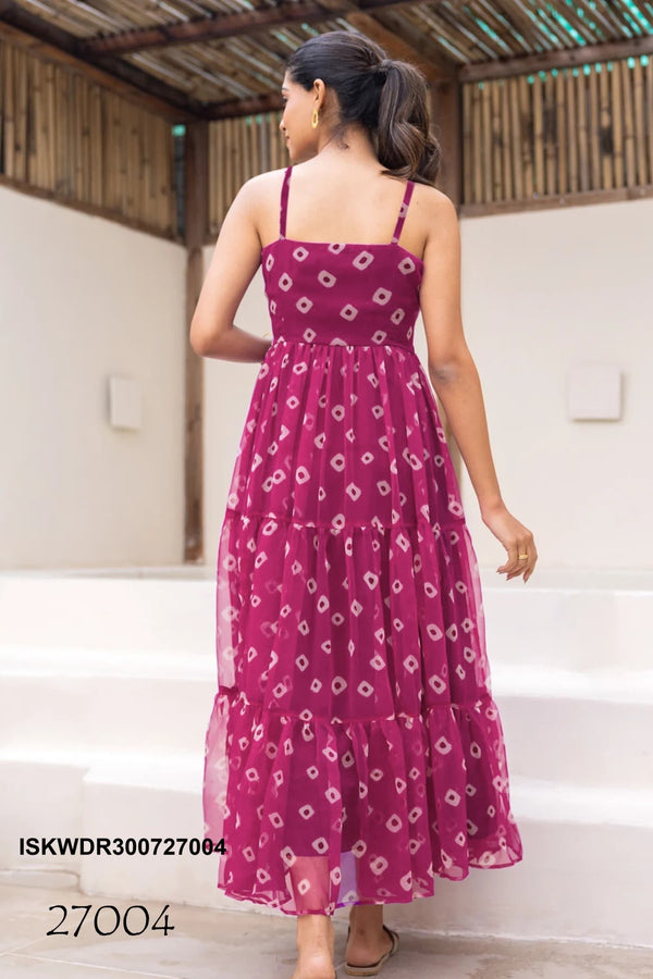 Digital Printed Georgette Dress-ISKWDR300727004