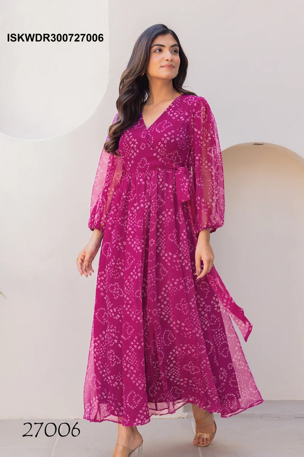 Digital Printed Georgette Dress-ISKWDR300727006