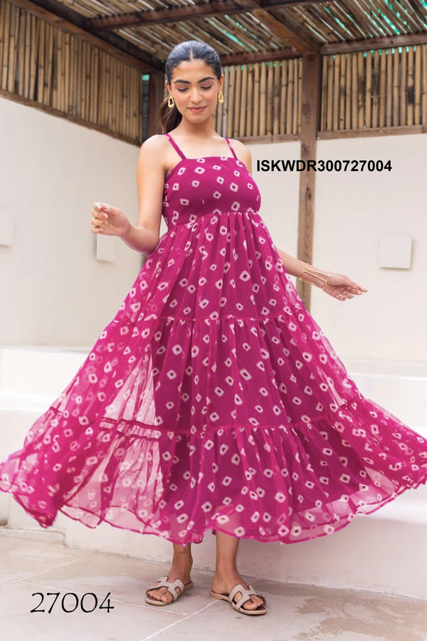 Digital Printed Georgette Dress-ISKWDR300727004