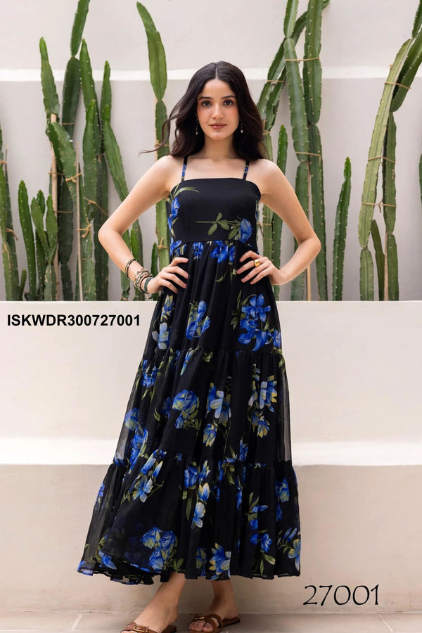 Digital Printed Georgette Dress-ISKWDR300727001