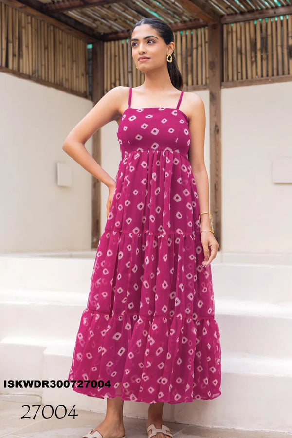 Digital Printed Georgette Dress-ISKWDR300727004