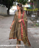Handloom Cotton Silk Anarkali Kurti With Cotton Silk Pant And Handloom Dupatta-ISKWSU0508PPC/D2013