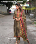 Handloom Cotton Silk Anarkali Kurti With Cotton Silk Pant And Handloom Dupatta-ISKWSU0508PPC/D2013