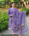 Hand Woven Jamdani Cotton Kurti With Pant And Woven Dupatta-ISKWSU0408PPC/D1978