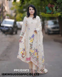 Hand Jamdani Weaved Cotton Kurti With Pant And Dupatta-ISKWSU0508PPC/D1972