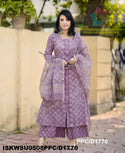 Hand Block Printed Cotton Kurti With Block Printed Pant And Kota Doriya Dupatta-ISKWSU0508PPC/D1770