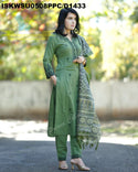 Embroidered Khadi Kurti With Pant And Digital Printed Khadi Silk Dupatta-ISKWSU0508PPC/D1433