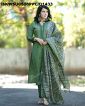 Embroidered Khadi Kurti With Pant And Digital Printed Khadi Silk Dupatta-ISKWSU0508PPC/D1433