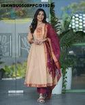 Handloom Cotton Anarkali Kurti With Pant And Dupatta-ISKWSU0508PPC/D1925