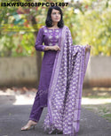 Khadi Cotton Kurti With Khadi Pant And Digital Printed Khadi Silk Dupatta-ISKWSU0508PPC/D1497