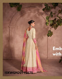 Shimmer Viscose Jacquard Silk Gown With Bandhani Printed Dupatta-ISKWGN20115674/75