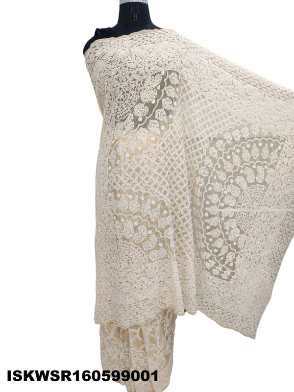 Chikankari Georgette Saree With Blouse-ISKWSR160599001