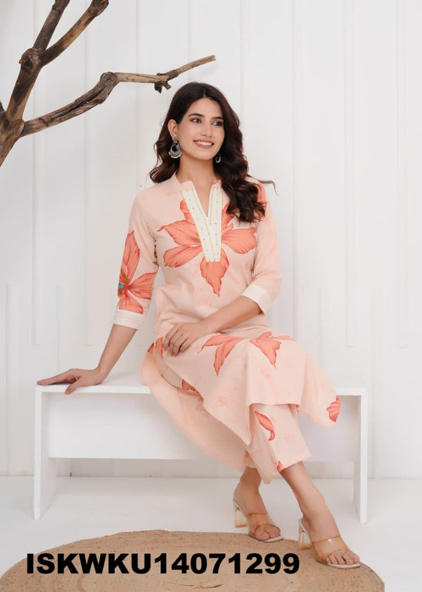Printed Cotton Kurti With Pant-ISKWKU14071299