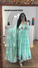 Embroidered Georgette Anarkali Kurti With Pant And Dupatta-ISKWSU040818990