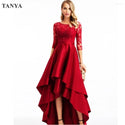 Party Dresses Short Front Long Back Prom Half Sleeves Two Tiered High Low Lace Formal Women Evening Gown Fashion Dress YSAN1624 - Ishaanya