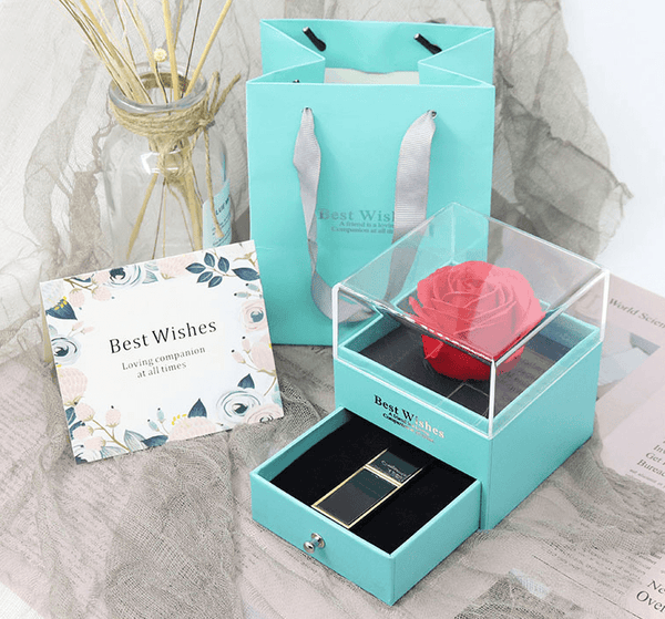 Eternal flower gift box Earring Necklace Pendant box couple ring box - Ishaanya